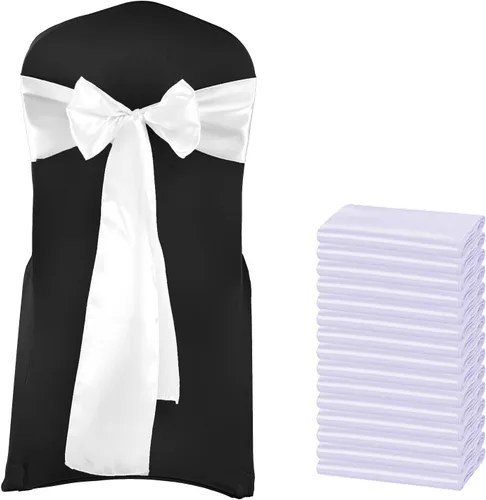 Miniatura 39 de VDS Bandas de satén para silla, funda para silla, lazo en la parte posterior, lazo de satén para boda, cumpleaños, graduación, ceremonia