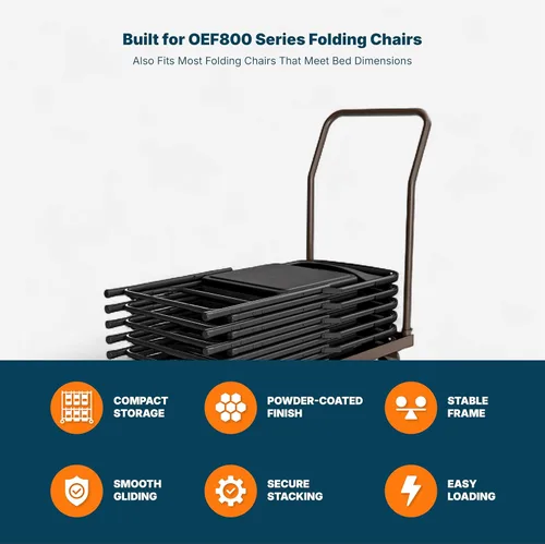Miniatura 6 de OEF Furnishings OEFDY700/800 - Carrito de acero resistente de grado comercial con ruedas