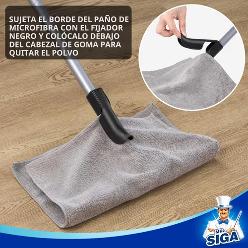 Miniatura 5 de MR.SIGA Escoba de goma para depilación de mascotas con escoba incorporada, cepillo de piso 3 en 1 para alfombra, mango ajustable de 61 pulgadas