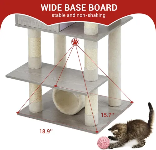 Miniatura 8 de GarveeHome Árbol de gato de 67 pulgadas para gatos grandes, cuenta con poste rascador, condominio para gatos, plataformas, túnel, hamaca, estación