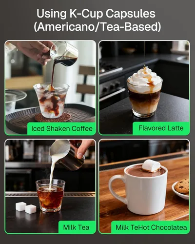 Miniatura 8 de HBN 3 en 1 para cápsulas Nespresso, cápsulas K-Cup y café molido, cafetera múltiple de una sola porción, máquina de café espresso programable de 19