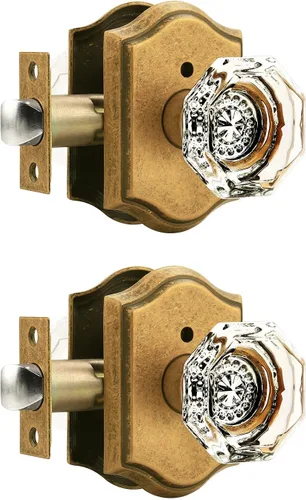 Miniatura 43 de Gobrico Paquete de 3 pomos de puerta de cristal transparente, manijas de puerta de cama/baño, función de privacidad, perilla interior de vidrio