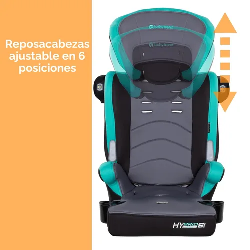 Miniatura 8 de Baby Trend Hybrid SI 3 en 1 Asiento elevador combinado para coche con protección contra impactos laterales, Hoboken Teal
