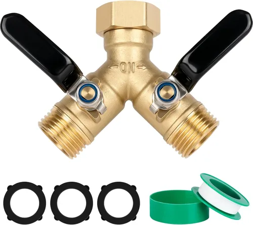 Miniatura 9 de Dalmbox Divisor de manguera de jardín de 2 vías, adaptador de manguera de jardín de latón con conector Y, divisor de manguera de agua, válvula