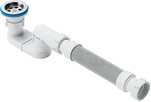 Desagüe de ducha de bañera de perfil bajo de 1-1/2 pulgadas con trampa P flexible y plana para drenaje independiente de bañera para baño