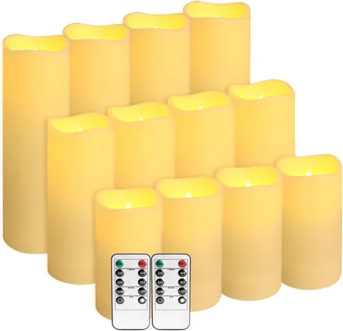 Miniatura 19 de fclayvts Paquete de 24 velas LED sin llama con control remoto, velas eléctricas parpadeantes, velas temporizadoras, llama 3D, para Halloween