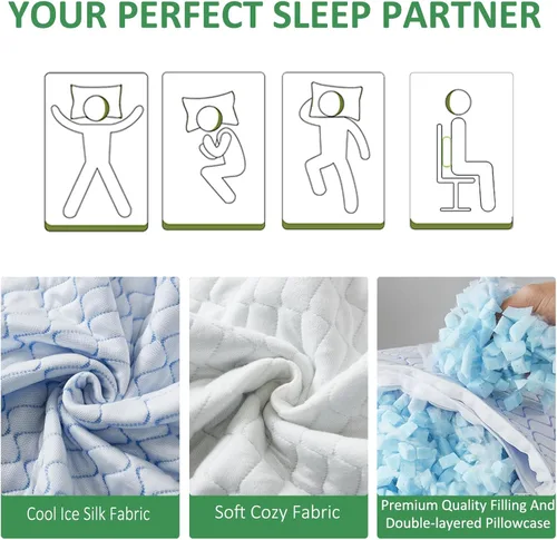 Miniatura 4 de Almohada de Viaje - Paquete de 1 Almohada Grande Compresible para Acampar para Dormir - Espuma de Memoria Triturada con 1 Bolsa de Almacenamiento