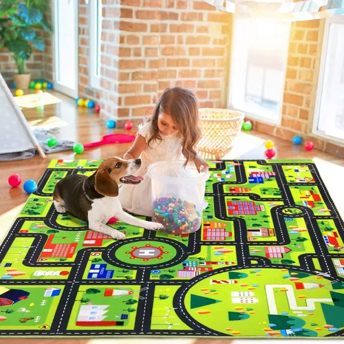 Miniatura 6 de FairOnly Alfombra infantil de 3 x 5 pies para niños, alfombra de juego para la vida de la ciudad, alfombra educativa para el automóvil, alfombra