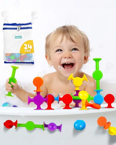 Miniatura 14 de BUNMO Juguetes de baño de succión - Conecta, construye, crea – Juguetes de baño – Horas de diversión y creatividad – Habilidades motoras finas
