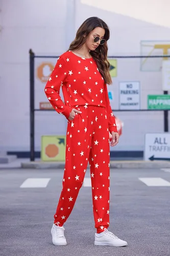 Miniatura 2 de Ekouaer Conjunto de pijama de manga larga para mujer, ropa de dormir suave con cuello redondo y bolsillos