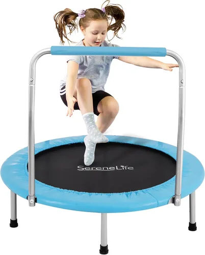 Miniatura 8 de SereneLife Mini trampolín plegable de 36 pulgadas para niños - Rebotador de fitness compacto con mango de espuma - Trampolín de ejercicio seguro
