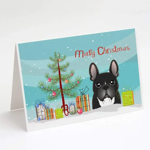 Miniatura 45 de Caroline's Treasures BB1616GCA7P - Tarjetas de felicitación y sobres de árbol de Navidad y sabueso afgano, paquete de 8 tarjetas en blanco