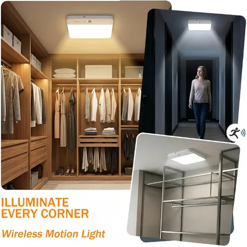 Miniatura 6 de NARUNDREN Lámpara de techo recargable con sensor de movimiento con control remoto, luces de techo inalámbricas que funcionan con baterías, luz