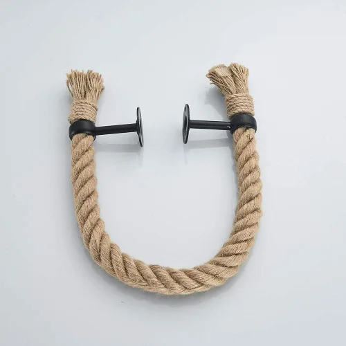 Miniatura 4 de YJ YANJUN Toallero náutico negro accesorios náuticos para baño, decoración de baño náutico, toalleros de cuerda para baño montado en la pared