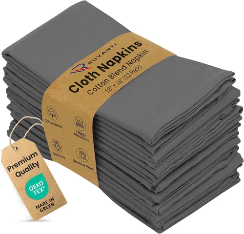 Miniatura 49 de Ruvanti - Juego de 4 servilletas de tela de 45x45 centímetros, lavables, suaves, duraderas, absorbentes, mezcla de algodón. Servilletas de mesa