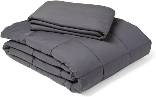 Medline Manta con peso para adultos y funda de edredón con cuentas de vidrio de primera calidad, la manta mide 15 libras, 48 x 72 pulgadas, para