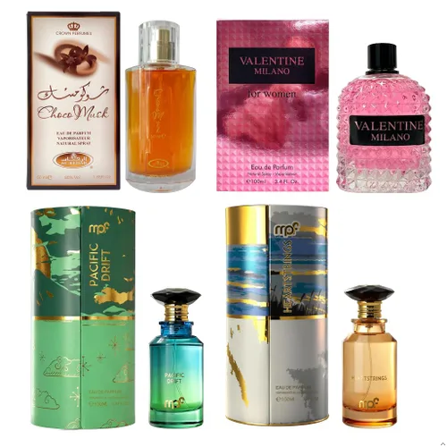 Miniatura 34 de AFLUXE Set de perfume para mujer, 4 piezas, colección Eau De Parfum de larga duración, almizcle Choco/Milano Mujer/6pm Rosa/7AM Fresh