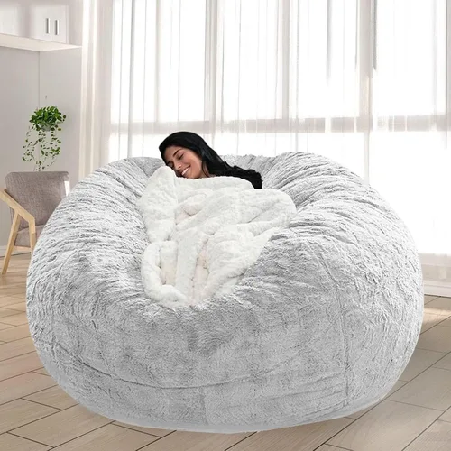 Miniatura 57 de Puf para adultos y niños sin relleno, sofá perezoso suave y redondo, funda de sofá de puf clásico, saco de amor para dormitorio, silla de lectura