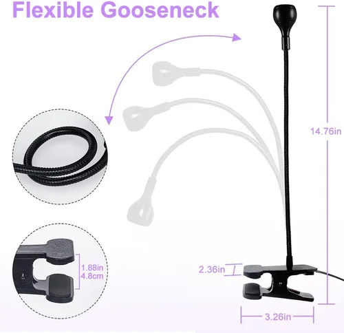 Miniatura 2 de Lámpara de curado de pegamento ultravioleta USB de 3 W LED UV, lámpara de uñas LED UV para uñas de gel, lámpara de escritorio flexible de abrazadera