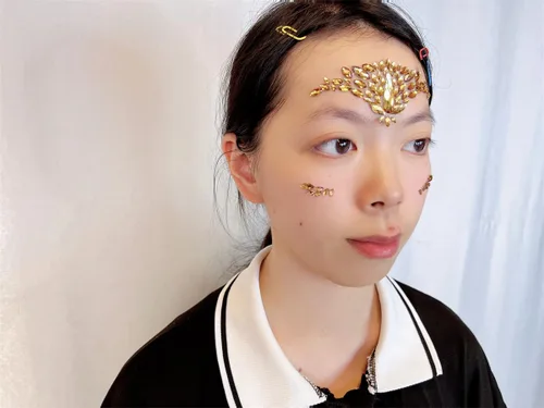 Miniatura 9 de Topz - Joyas de cara dorada para maquillaje de Halloween, festivales, boda, cara, gemas temporales, tatuajes de sirena, carnaval, cara, calcomanías