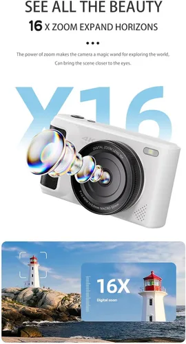 Miniatura 4 de Cámara digital 4K, 64MP, zoom 18X, enfoque automático, pantalla abatible de 2.8 pulgadas de 180°, cámara de vlogging para, compacta