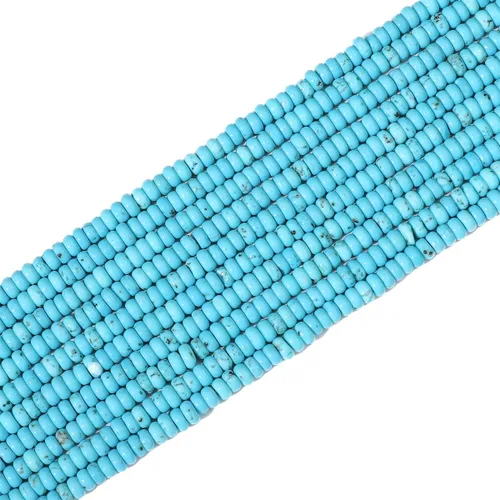 Miniatura 7 de BEADIA - Cuentas de disco de turquesa azul natural 4x2mm 160 piezas Cuentas rondelle sueltas semipreciosas para hacer joyas Diseño Azul turquesa