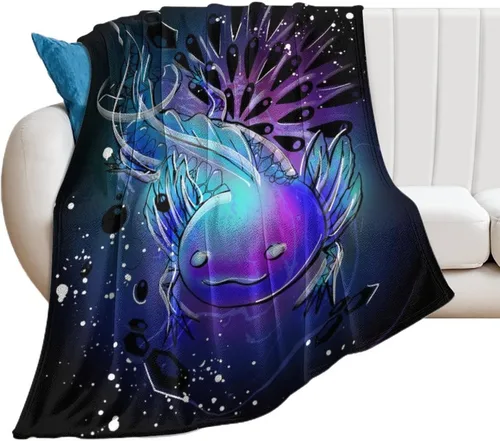 Manta de ajolotl, bonita manta de franela para niñas, regalo de 80 x 60 pulgadas