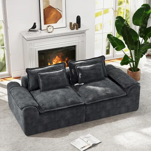 Miniatura 12 de Hobestluk Cloud - Sofá individual de espuma viscoelástica con asiento profundo, sofá en forma de L con funda extraíble, sofá grande para sala