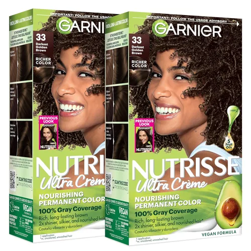Miniatura 22 de Garnier Nutrisse - Tinte permanente en crema nutritiva para el cabello, 73 rubio dorado oscuro (Honey Dip), 2 unidades (el empaque puede variar)