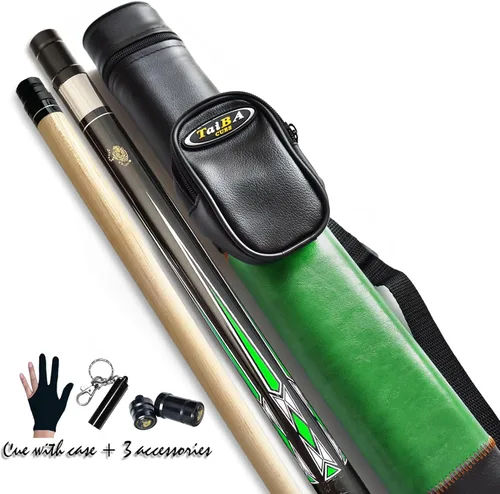 Miniatura 8 de Tai ba cues Taco de billar profesional de 2 piezas + estuche rígido, punta de 0.512 in, 58 pulgadas, palo de billar profesional de madera dura