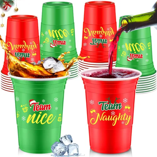 Jinei Vasos desechables de plástico de 16 onzas para fiesta, café, cacao caliente y bebidas frías calientes para recuerdos de fiesta (equipo de