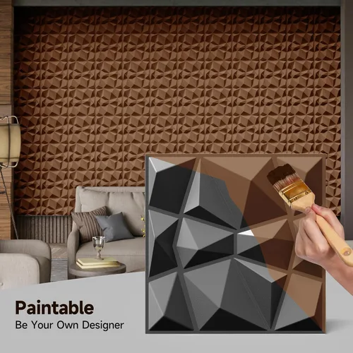 Miniatura 4 de INMOZATA Paneles de pared 3D para decoración de pared interior, paquete de 33 paneles decorativos de pared de 12 x 12 pulgadas con diamantes, panel