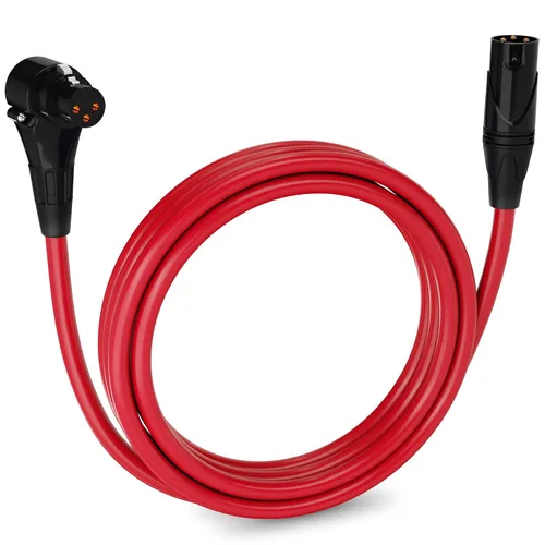 Miniatura 45 de LyxPro Cable de micrófono XLR hembra a macho de ángulo recto de 3 pines de 1.5 pies para altavoces amplificados, interfaz de audio, rendimiento