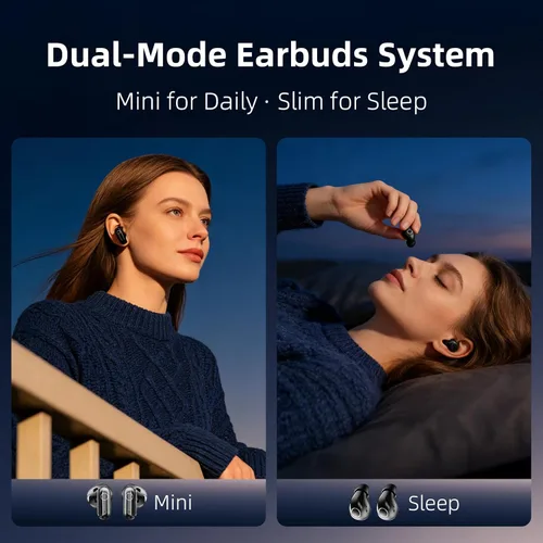 Miniatura 3 de Mini auriculares inalámbricos para dormir para orejas pequeñas, invisibles, de perfil bajo, para dormir y trabajar, pequeños auriculares Negro