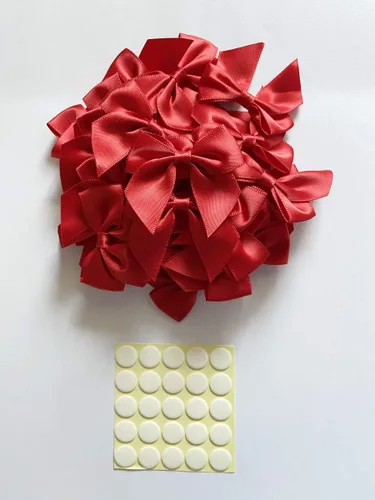 Miniatura 4 de 25 lazos de cinta de satén con almohadillas de gel adhesivas extraíbles (rojo)