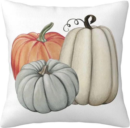 Miniatura 4 de Fundas de almohada de otoño de 20 x 20 pulgadas con hojas de eucalipto y calabazas, funda de almohada decorativa para otoño, granja, cosecha, Hojas