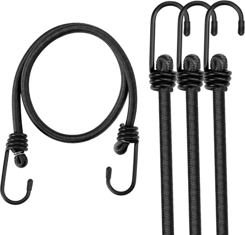 WORKPRO Cuerda elástica de 24 pulgadas con ganchos, paquete de 4 correas de goma de alta resistencia, cuerda elástica fuerte para tienda de campaña