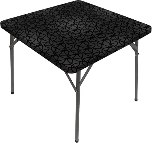 Mantel cuadrado gris oscuro, patrón geométrico oriental marroquí, celosía cuadrada, se adapta a mesas de 24 x 24 pulgadas, para exteriores,