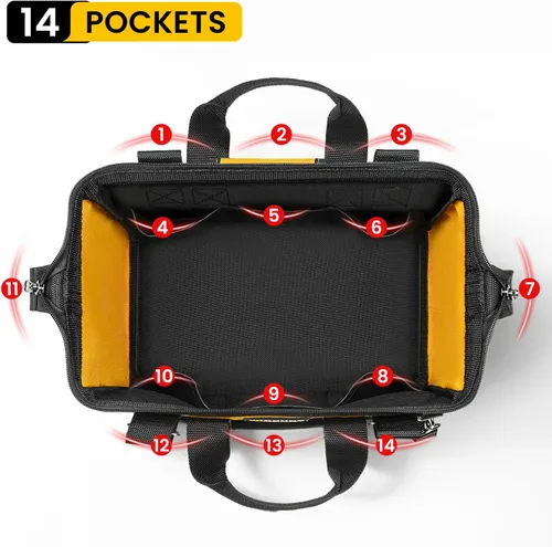 Miniatura 4 de WINHUNT - Bolsa de herramientas de 13 pulgadas, bolsa de almacenamiento de herramientas con correa ajustable, gran capacidad, asa de goma duradera