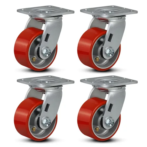 Ruedas industriales de 4 x 2 pulgadas, ruedas resistentes, ruedas de poliuretano, capacidad de hasta 3200 libras. Uso para camión de plataforma,