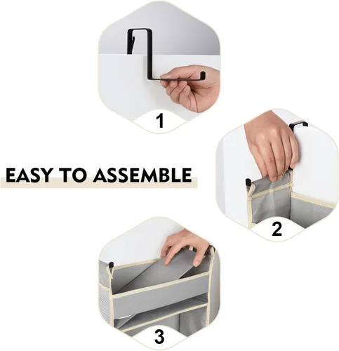 Miniatura 6 de Organizador sobre la puerta, 6 estantes y 12 bolsillos laterales, almacenamiento sobre la puerta para baño, dormitorio, guardería, organizadores