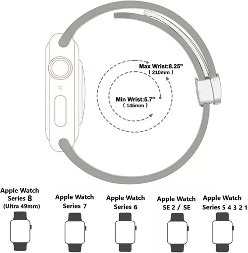 Miniatura 5 de Correa magnética compatible con Apple Watch Band 1.929 in 1.772 in 1.732 in 1.654 in 1.614 in 1.575 in 1.496 in hombres mujeres correa deportiva