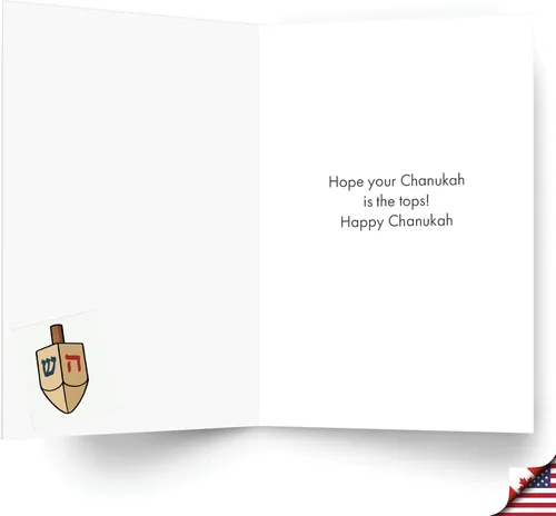 Miniatura 2 de NobleWorks Divertida tarjeta de papel de Janucá con sobre de 5 x 7 pulgadas (1 tarjeta) Tarjetas de festividades judías Dreidel Hustler C8770HKG