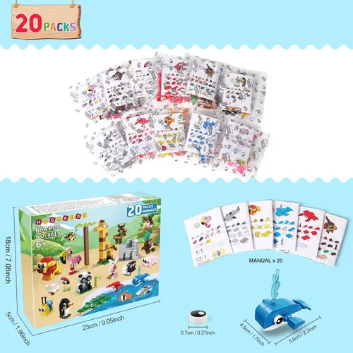 Miniatura 6 de HOGOKIDS Paquete de 20 recuerdos de fiesta para niños – Juego de bloques de construcción de animales para niños, Pascua, día de San Valentín