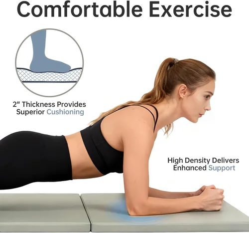 Miniatura 4 de Foldable Yoga Mat, 2 Inches Extra Thick Non-Slip Design Fitness Mats