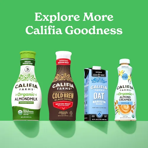 Miniatura 7 de Califia Farms - Leche de almendras y coco tostado, 48 oz, sin lácteos, a base de plantas, vegana, sin gluten, sin OGM, sin azúcar, alto en calcio