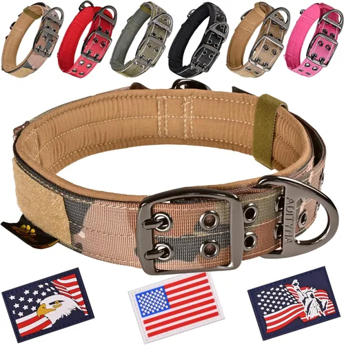 Miniatura 33 de ADITYNA Collar de perro resistente para perros grandes, collar naranja reflectante con asa para entrenar y caminar, ancho, grueso, táctico