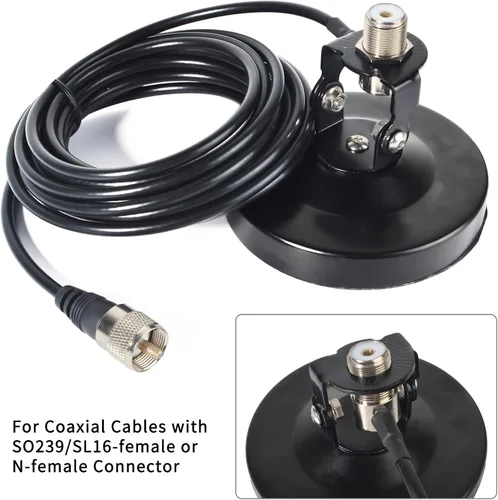 Miniatura 3 de TWAYRDIO Ángulo ajustable 180 ° antena de radio montaje magnético 10CM/4 pulgadas base para coche transceptor móvil