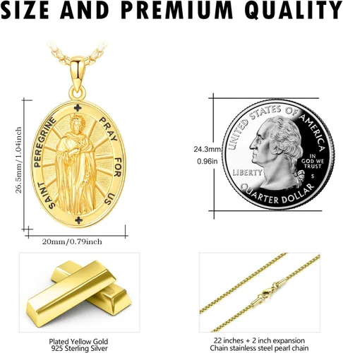 Miniatura 541 de Collar de plata de ley 925 con medalla de San Patrón, colgante de protección católica, amuleto, joyería religiosa para hombres y mujeres