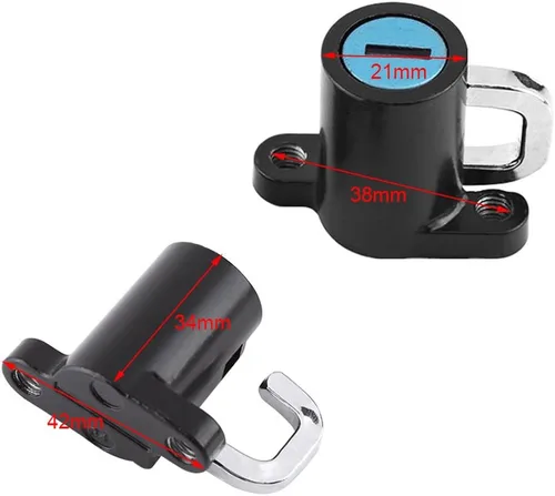 Miniatura 4 de Cerradura de casco de motocicleta, cerradura antirrobo de aleación de aluminio para casco con 2 llaves, gancho universal para casco